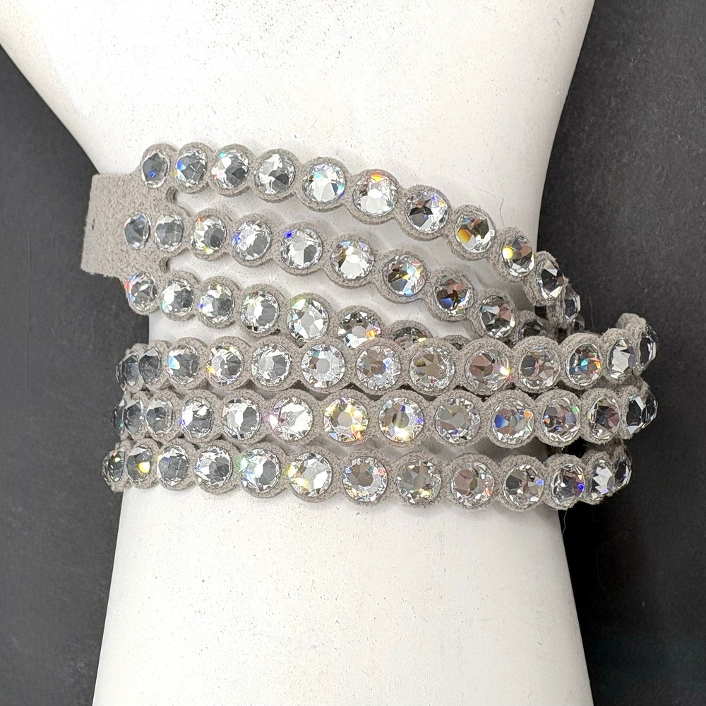 Swarovski Crystal Power Collection Wrap Bracelet Gray Adjustable